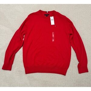 Tommy Hilfiger Red Crew Neck Long Sleeve Sweater Pullover XL Mens